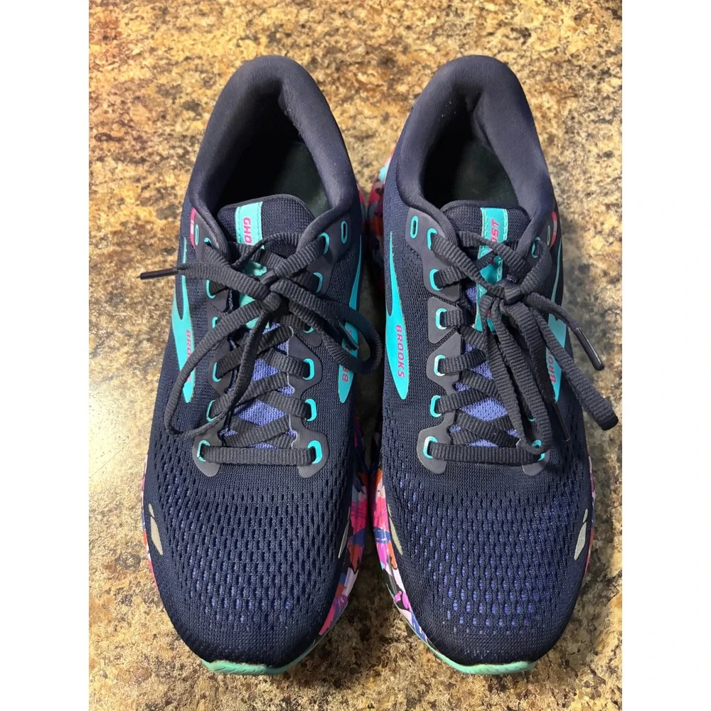 Brooks Ghost 15 Womens Running Shoes Navy Pink Multi 1203801B434 Size 9